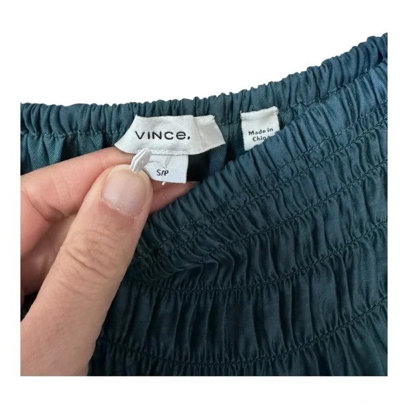 VINCE | $295 Smocked-Waist Gathered Skirt in Dark Blue Waltz, Size Small - Picture 8 of 11